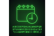 Schedule neon light icon