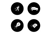 Motion glyph icons set