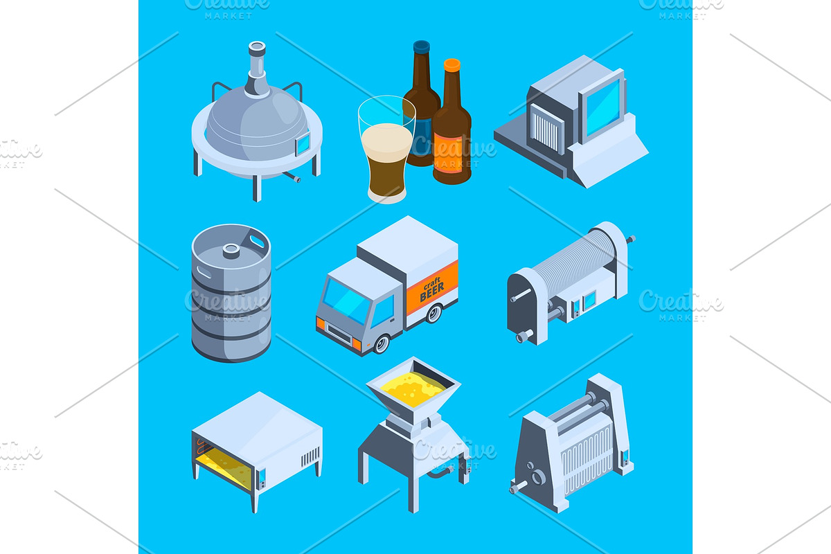 Beer production isometric. Vector in Graphics - product preview 8