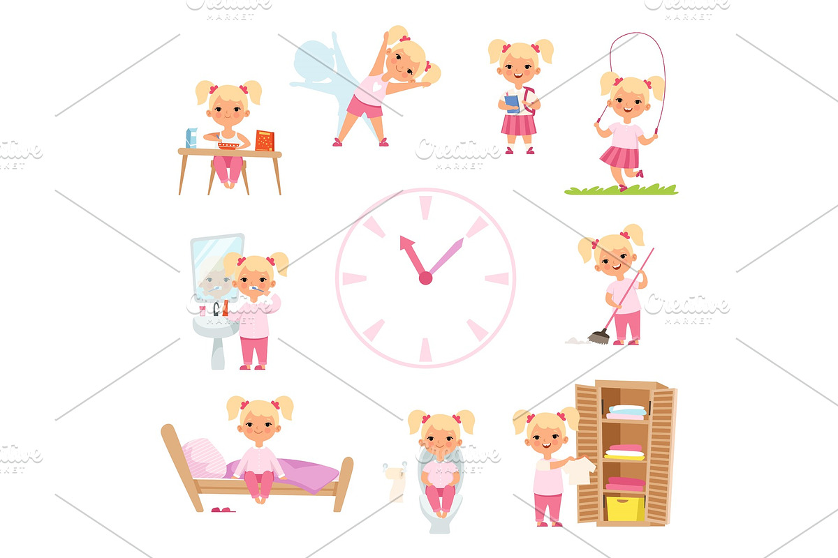 Childrens daily routine. Male and in Graphics - product preview 8