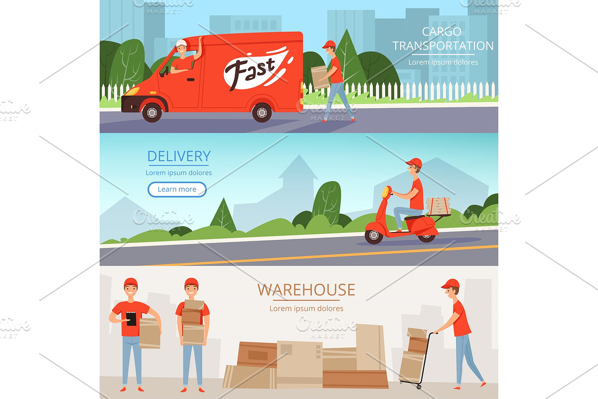 Delivery service banners. Cargo in Graphics - product preview 8