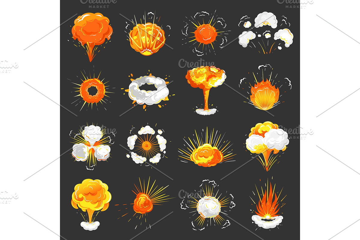 Explosions Set Icons Closeup Vector in Illustrations - product preview 8