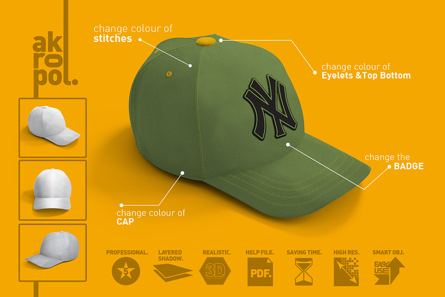 Baseball Cap Mock Up in Product Mockups - product preview 8