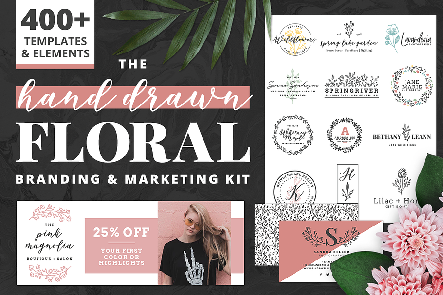 Hand Drawn Floral Branding Kit in Logo Templates - product preview 8