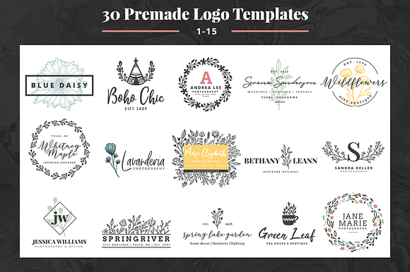 Hand Drawn Floral Branding Kit in Logo Templates - product preview 2