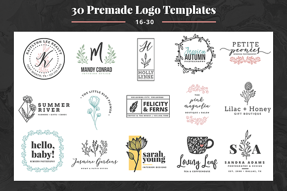 Hand Drawn Floral Branding Kit in Logo Templates - product preview 3