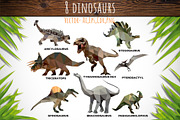 Set of 8 Low Poly Dinosaurs 