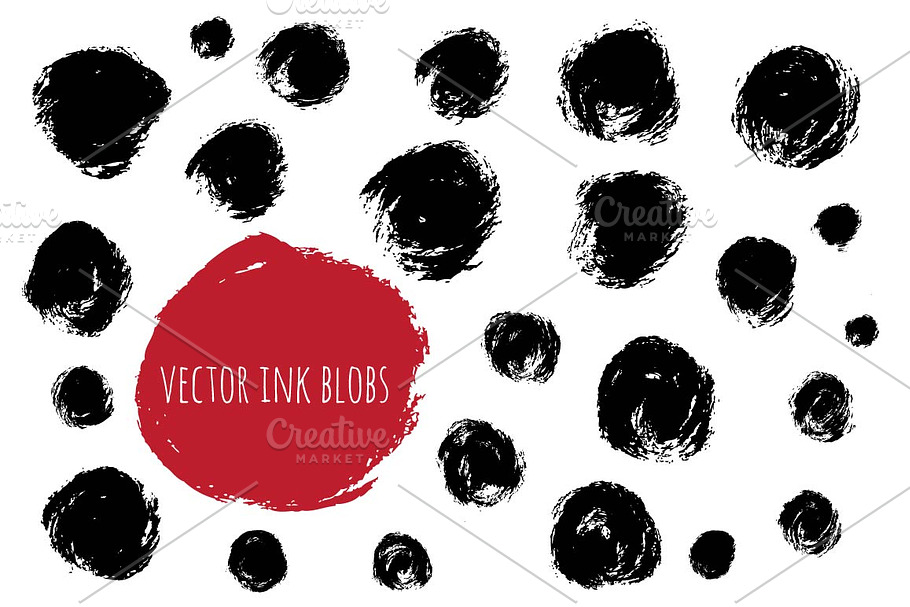 Vector set of ink brush blobs in Textures - product preview 8