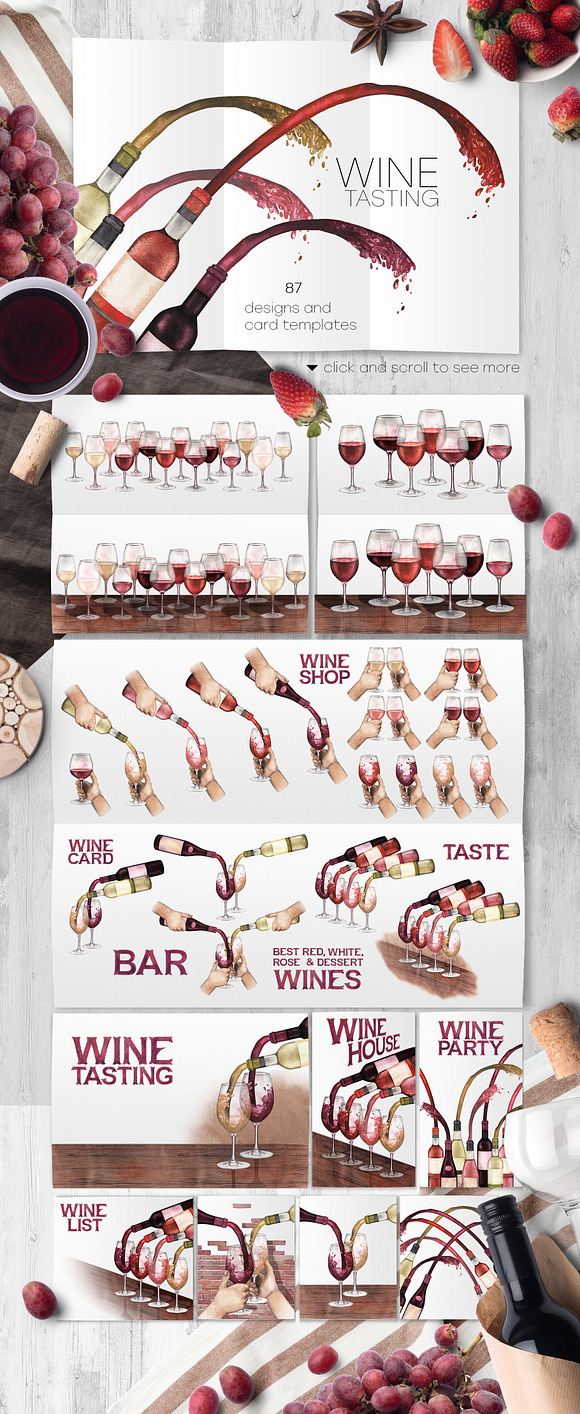 Watercolor Wine collection in Illustrations - product preview 5