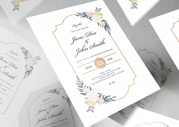 Floral Wedding Invitations in Wedding Templates - product preview 1