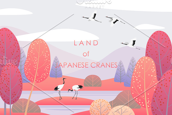 Japanese Cranes Land