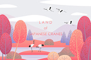 Japanese Cranes Land