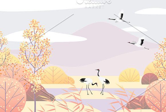 Japanese Cranes Land in Illustrations - product preview 2