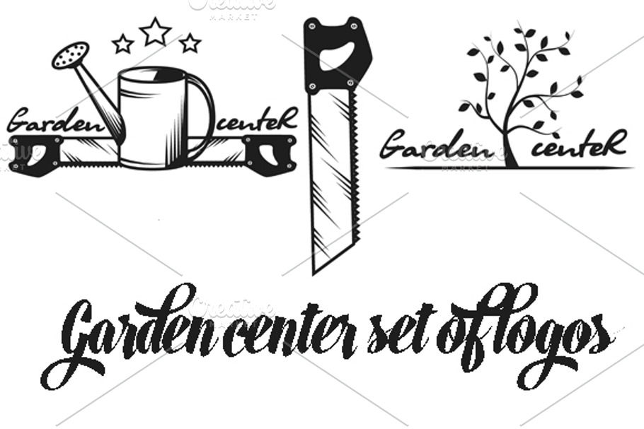 Garden center set of logos in Objects - product preview 8