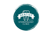 Grunge style dental clinic label