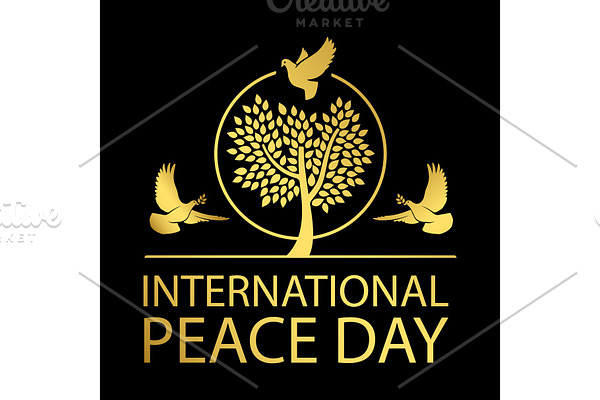 International peace day gold emblem