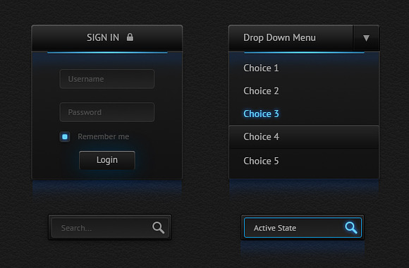 Dark and Blue Music Interface Kit in UI Kits and Libraries - product preview 1