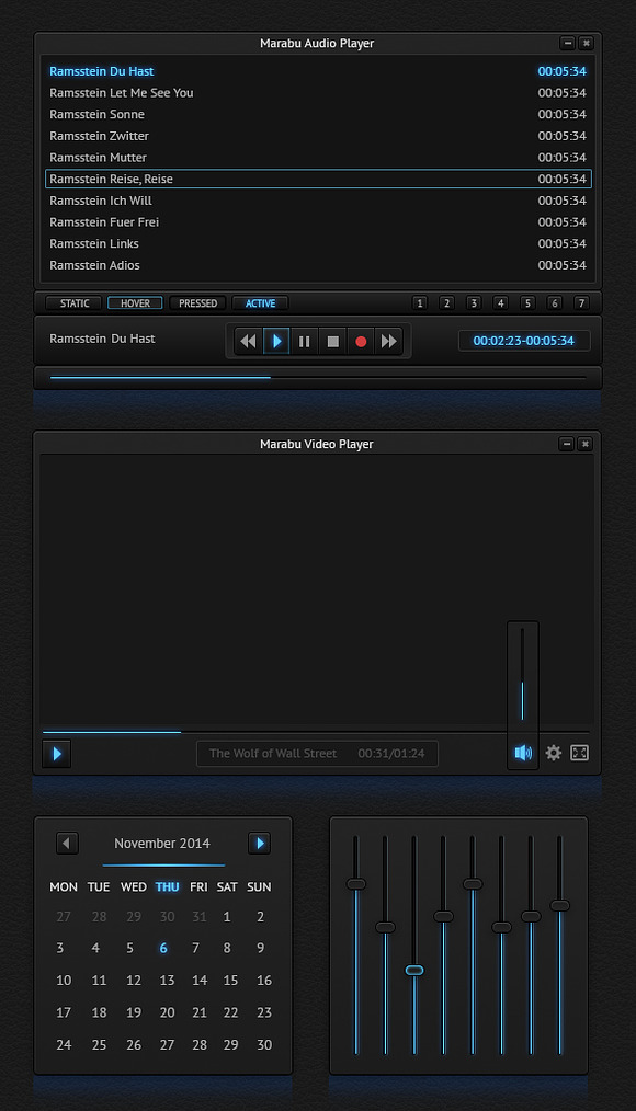 Dark and Blue Music Interface Kit in UI Kits and Libraries - product preview 4