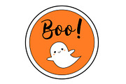 Halloween sticker with cute ghost