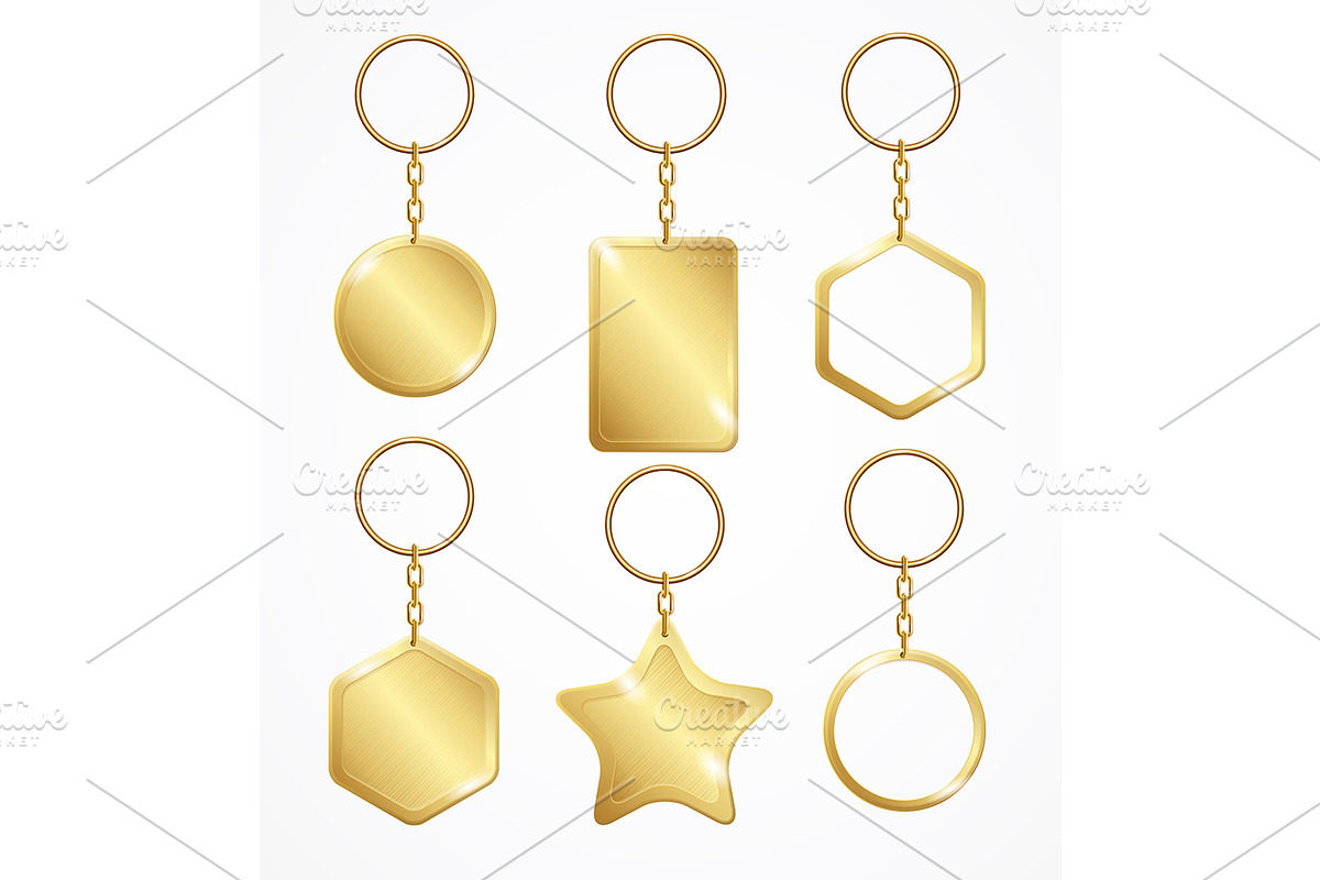 3d Empty Template Keychain Set.  in Objects - product preview 8