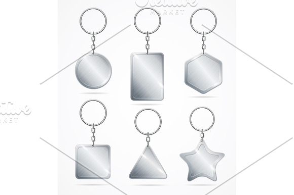 3d Empty Template Keychain Set.  in Objects - product preview 1