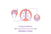 Lungs problems concept icon