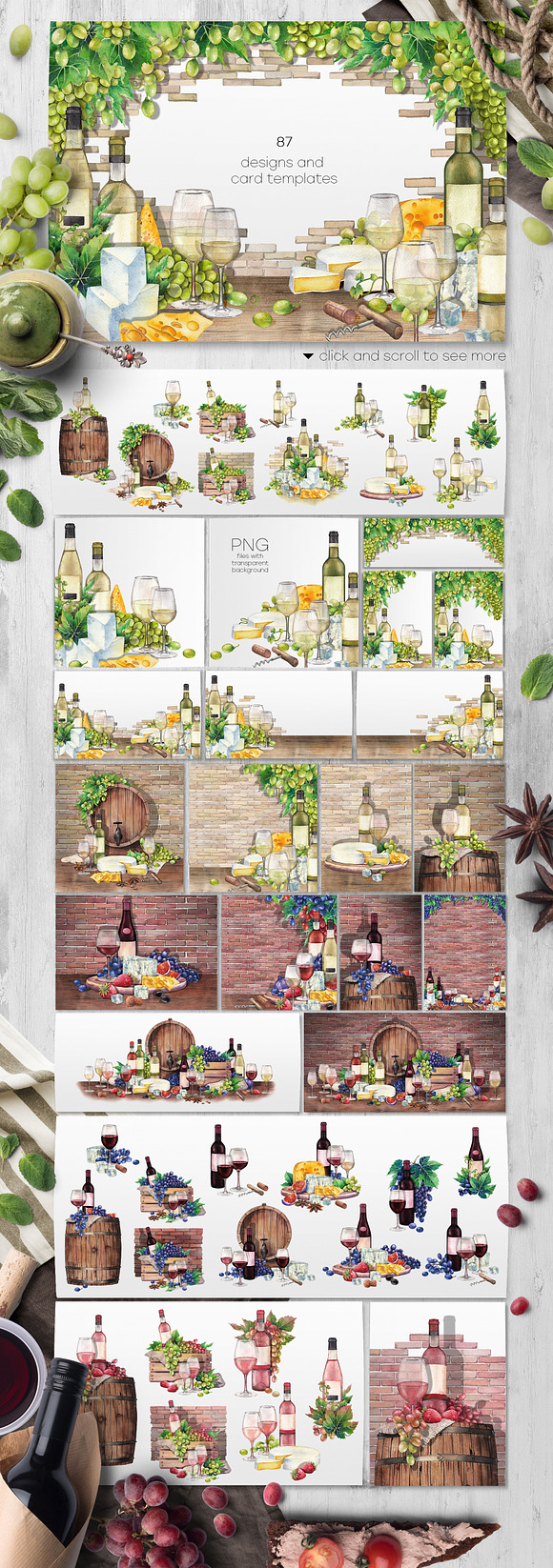 Watercolor Wine collection in Illustrations - product preview 8