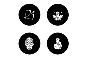 Holidays glyph icons set