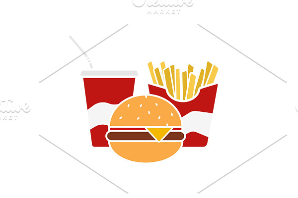 Fast food glyph color icon