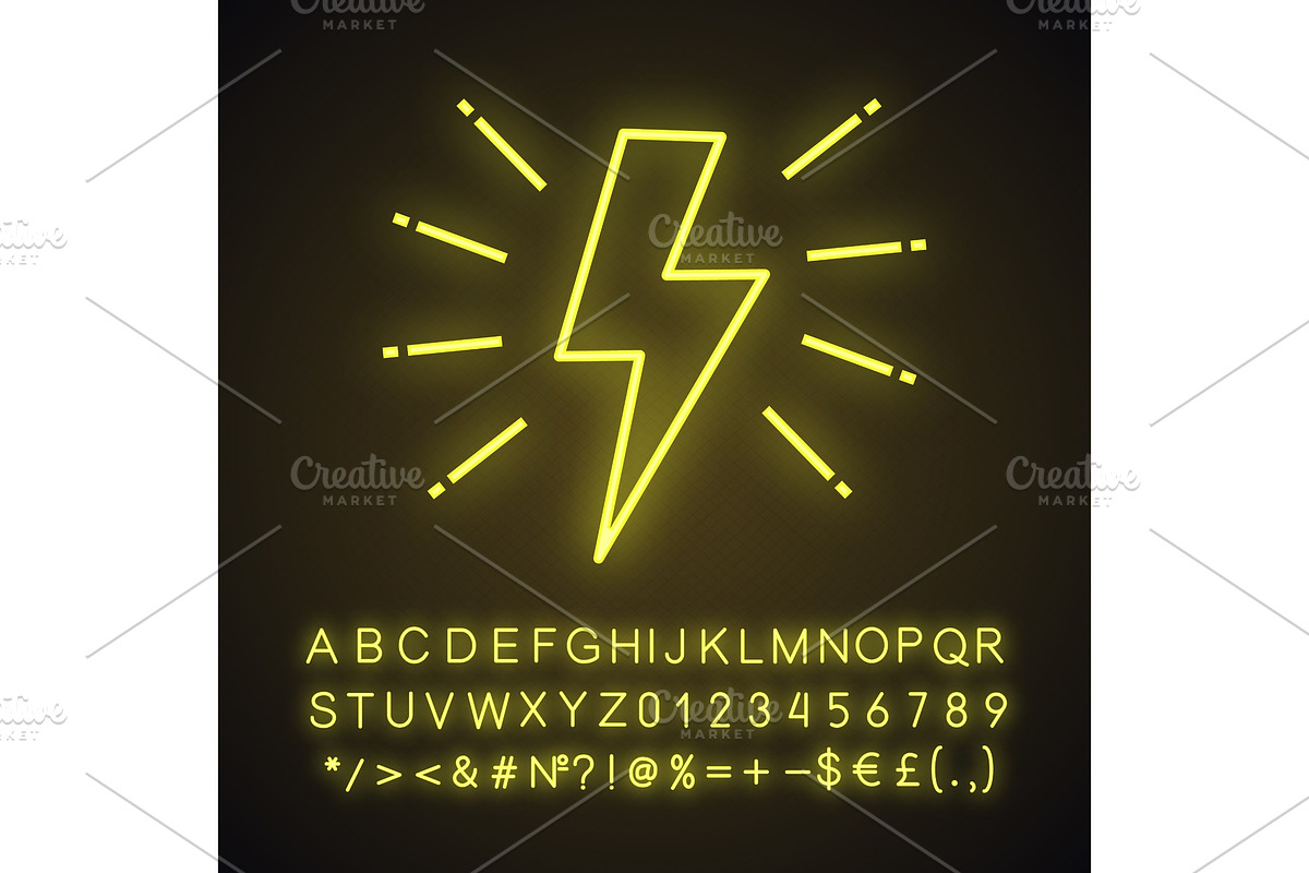 Lightning bolt neon light icon in Neon Icons - product preview 8