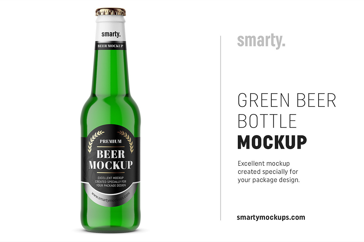 Green beer bottle mockup in Product Mockups - product preview 8