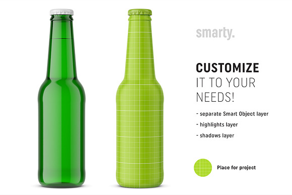 Green beer bottle mockup in Product Mockups - product preview 1