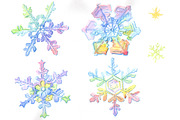 Aquarelle colorful snowflakes PNG