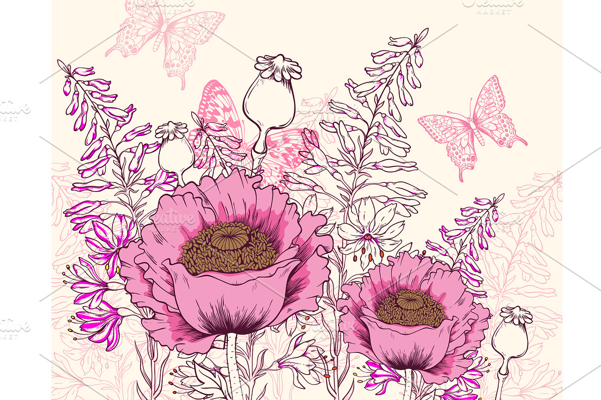 Decorative Floral Background in Illustrations - product preview 8