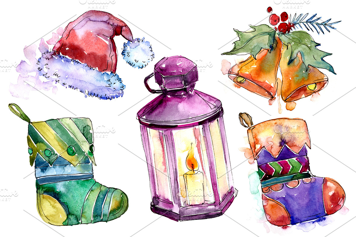Watercolor Christmas collection set in Illustrations - product preview 8