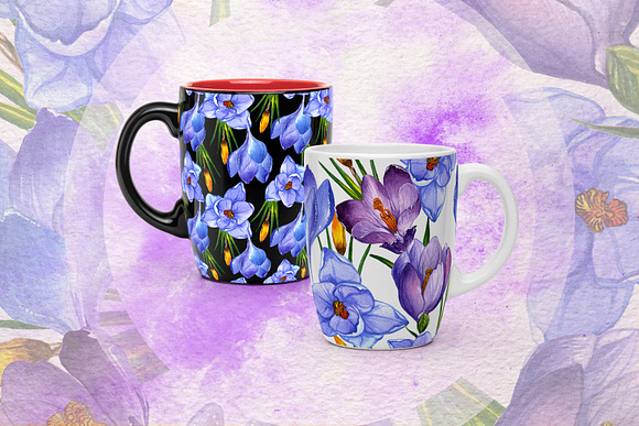Blue and purple crocuses PNG set in Illustrations - product preview 5