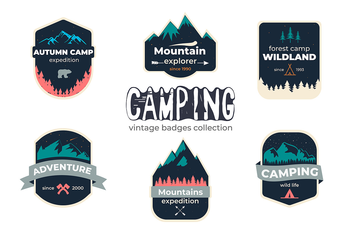 Camping Badges Collection II in Objects - product preview 8