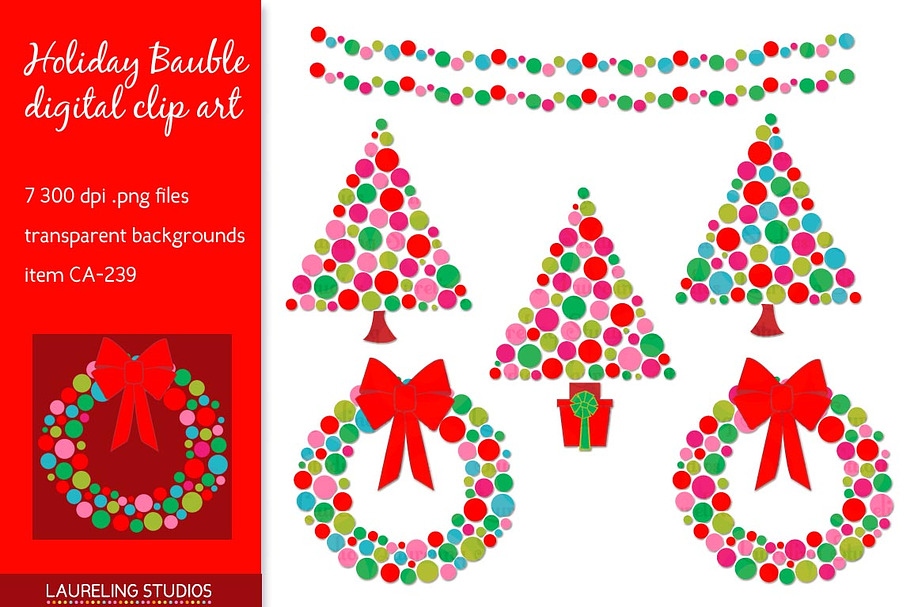 Holiday Bauble Christmas clip art in Illustrations - product preview 8
