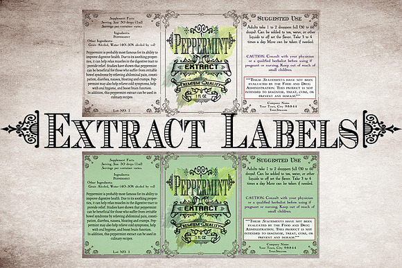 Peppermint Vintage Labels in Stationery Templates - product preview 2