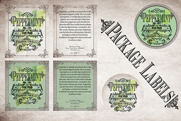Peppermint Vintage Labels in Stationery Templates - product preview 3
