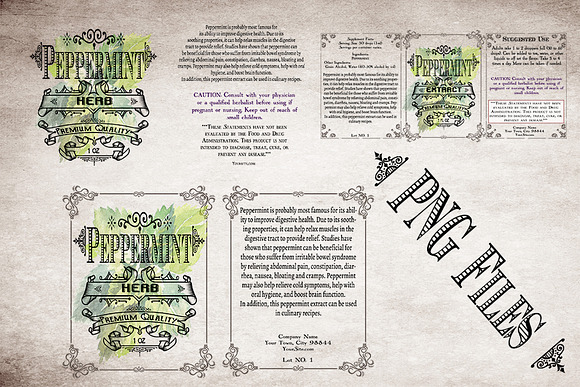 Peppermint Vintage Labels in Stationery Templates - product preview 4