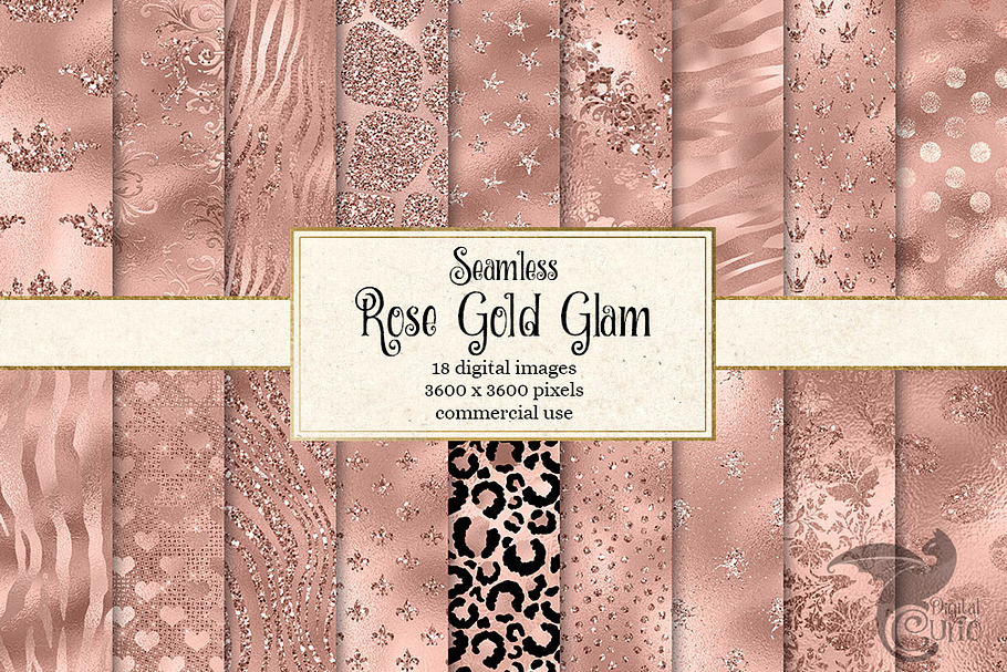 Rose Gold Glam Digital Paper in Textures - product preview 8