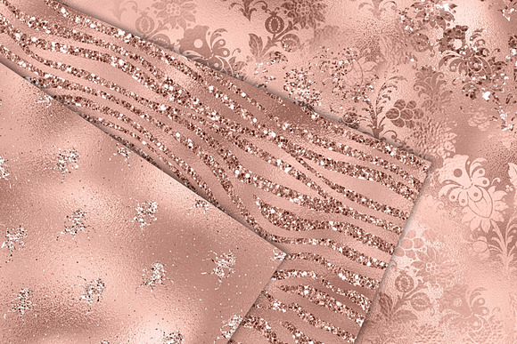 Rose Gold Glam Digital Paper in Textures - product preview 1