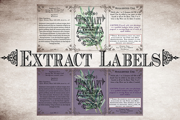 Rosemary Vintage Labels in Stationery Templates - product preview 2
