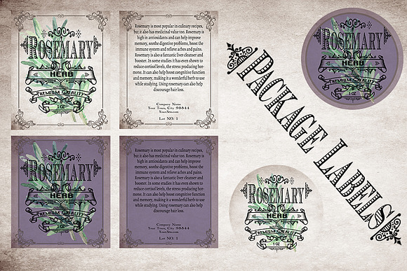 Rosemary Vintage Labels in Stationery Templates - product preview 3