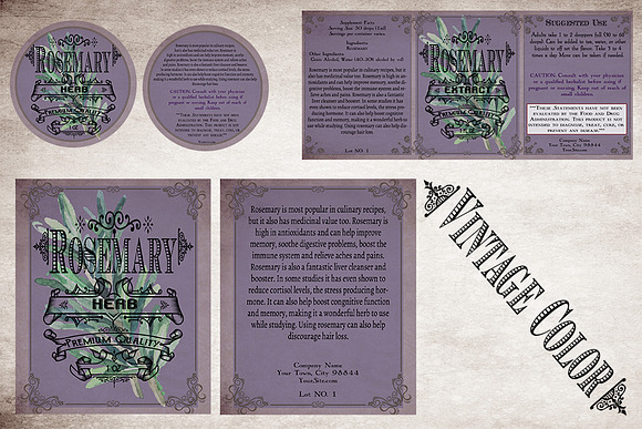 Rosemary Vintage Labels in Stationery Templates - product preview 6