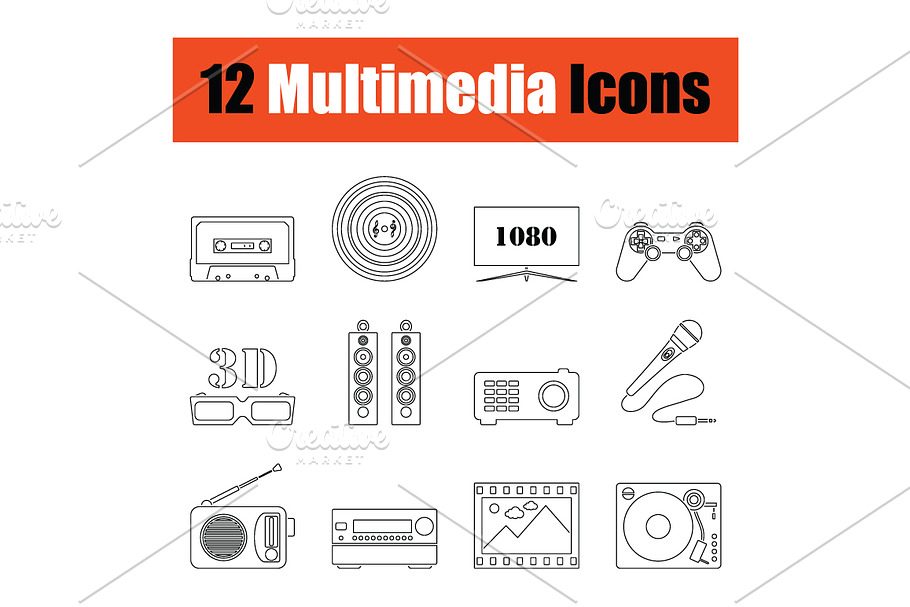 Set of multimedia icons