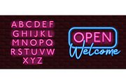 Neon Banner alphabet font bricks