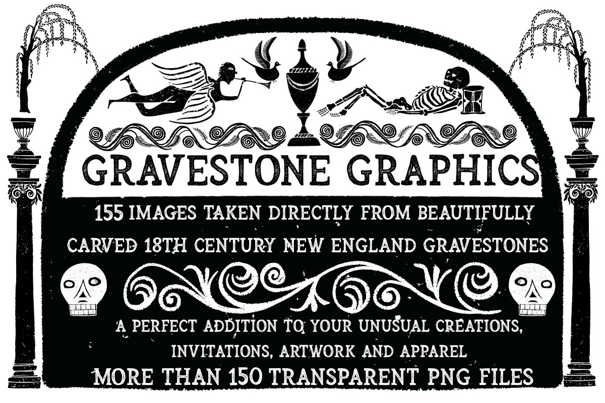 Gravestone Graphics From New England in Illustrations - product preview 8