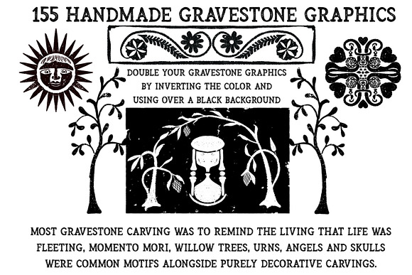 Gravestone Graphics From New England in Illustrations - product preview 1